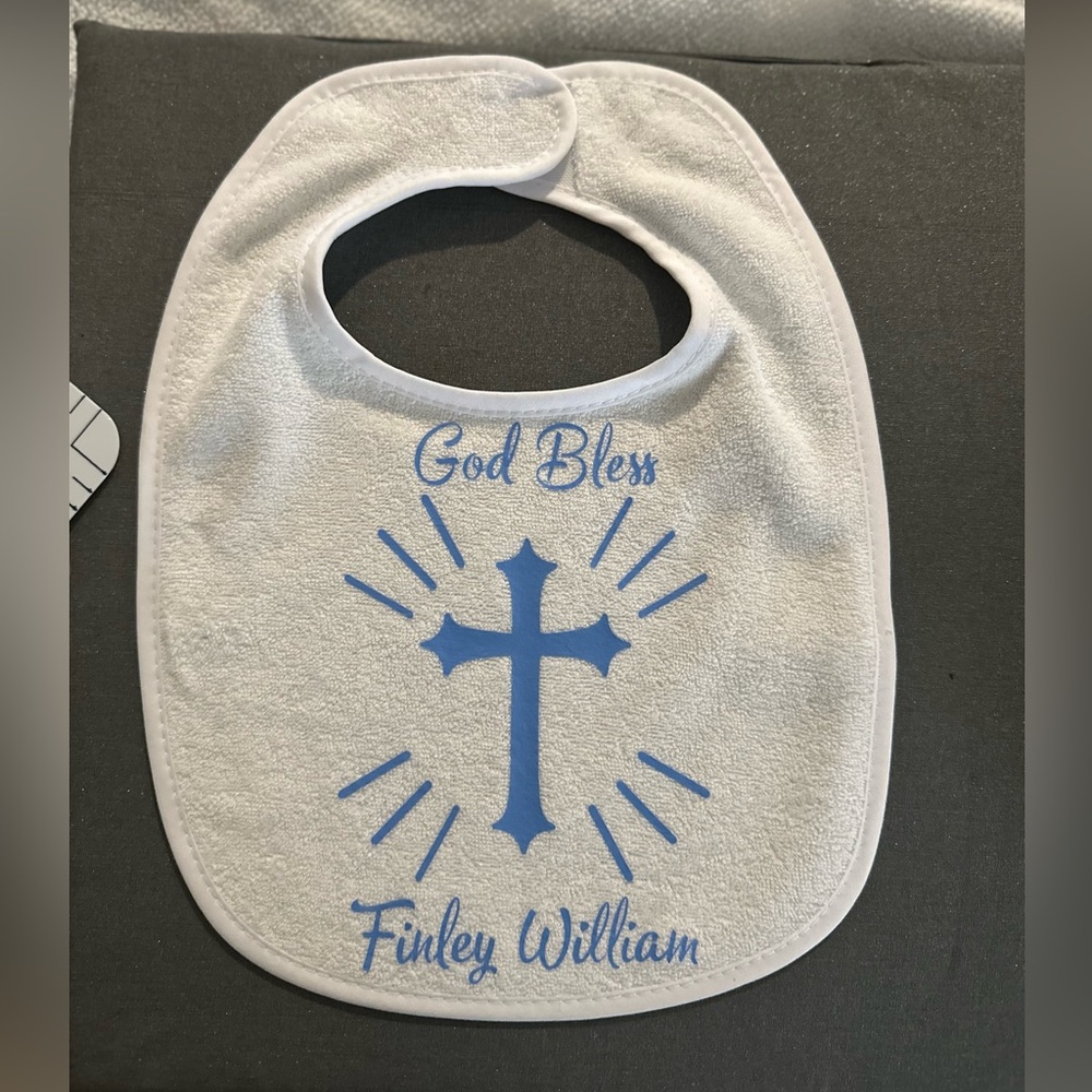 Baptism bib custom made to order